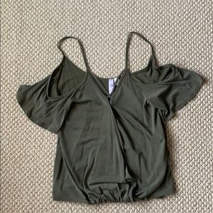 Dark green criss-cross blouse